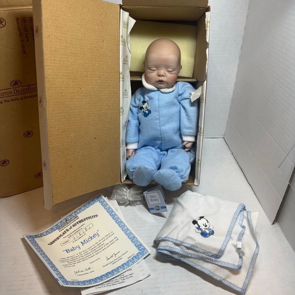 Vintage 90s The Ashton Drake Galleries Baby Mickey Doll Missing Acessories